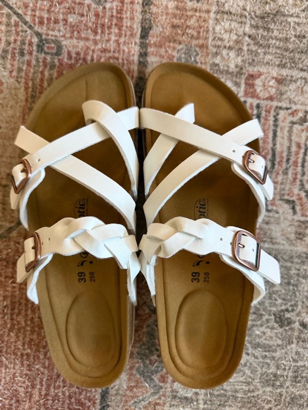 White Braided Strap Slide Sandals brand new